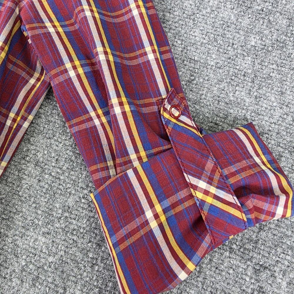 Lacoste Dress Womens 40 Red Plaid Shirt Dress Roll Tab Sleeve Cotton Pockets - Picture 7 of 16
